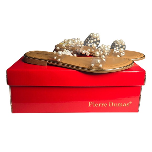 Pierre Dumas Pearl Embellished Lucite Slide Sandals Women's Size 8.5 - Picture 11 of 15